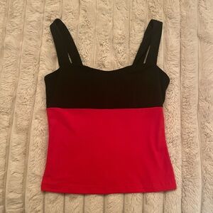 Black and Red Color Block Women's Tank Top
